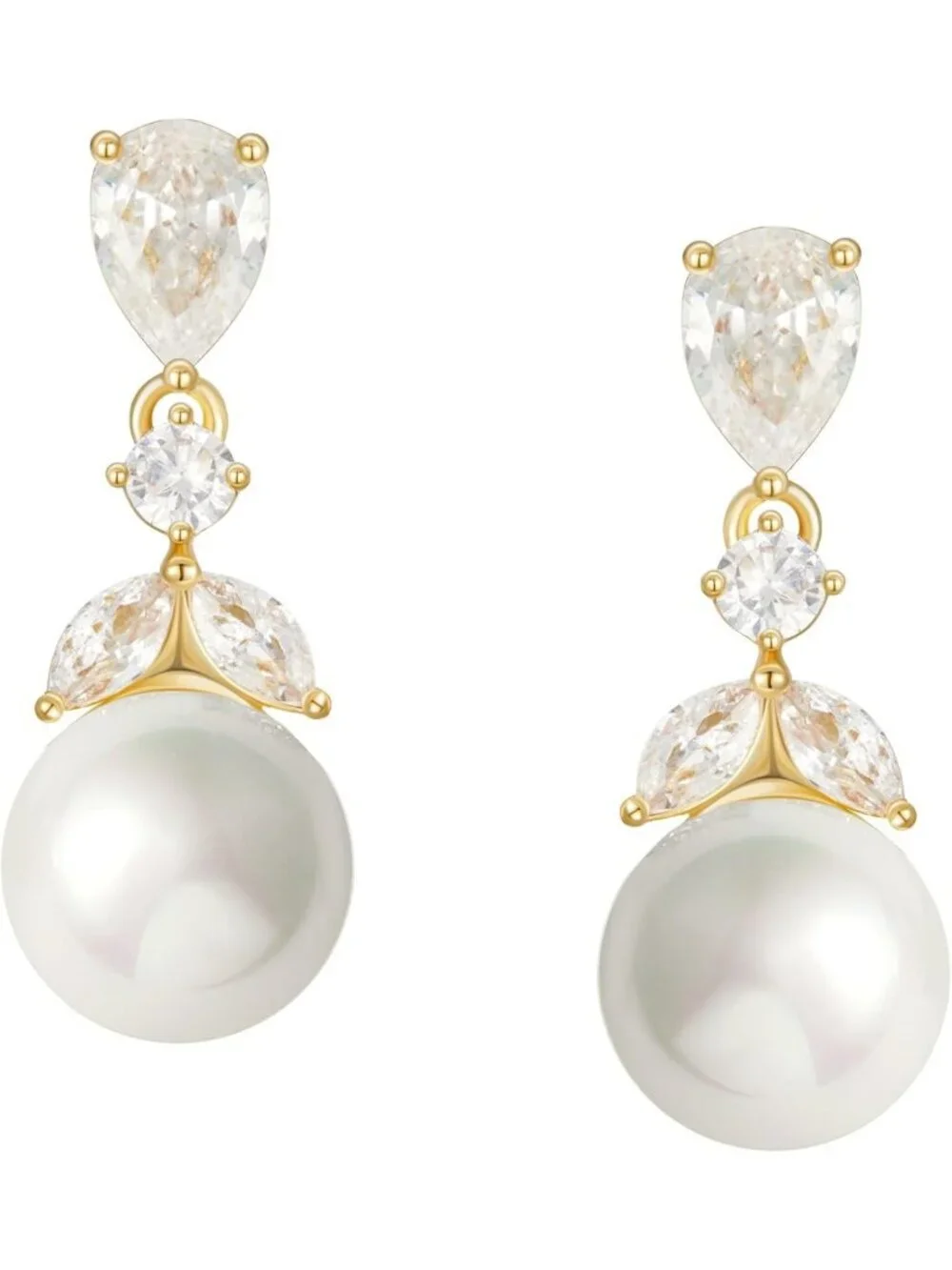 Elegant Pearl Drop Earrings with Cubic Zirconia for Weddings & Bridesmaids Gift